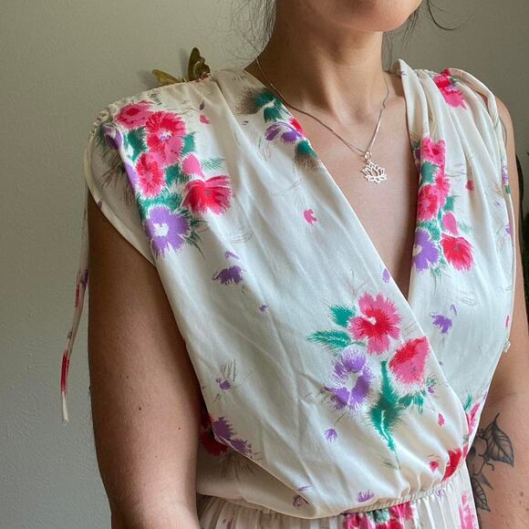 60s vintage floral midi dress - Picture 4 of 8